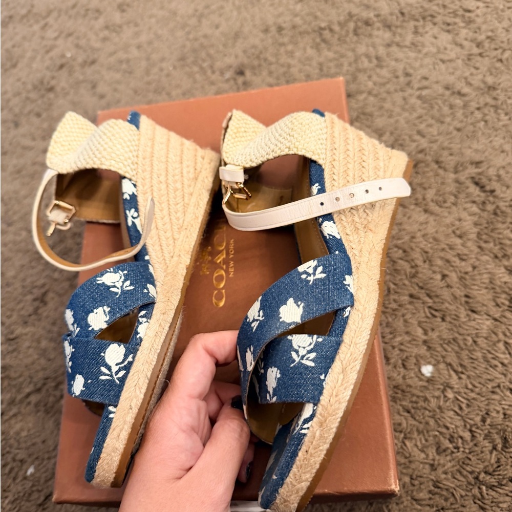 Coach Denim Blue Floral Espadrilles - Picture 4 of 5